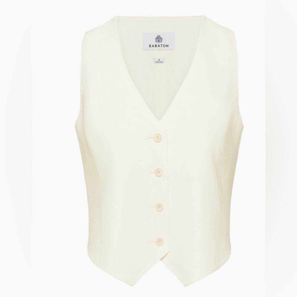 Babaton Aritzia Cream Deniro Vest Sleeveless Button Down Size 8 Eight Like New - Picture 3 of 10